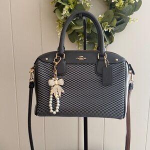 Coach Mini Bennett Blue and Gray Woven Satchel with Gold Hardware